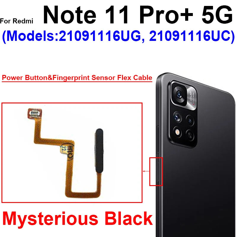 Fingerprint Sensor Flex Cable For Xiaomi Redmi Note 11 11 Pro 11Pro Plus 4G 5G Fingerprint Sensor Power Button Flex Ribbon Parts