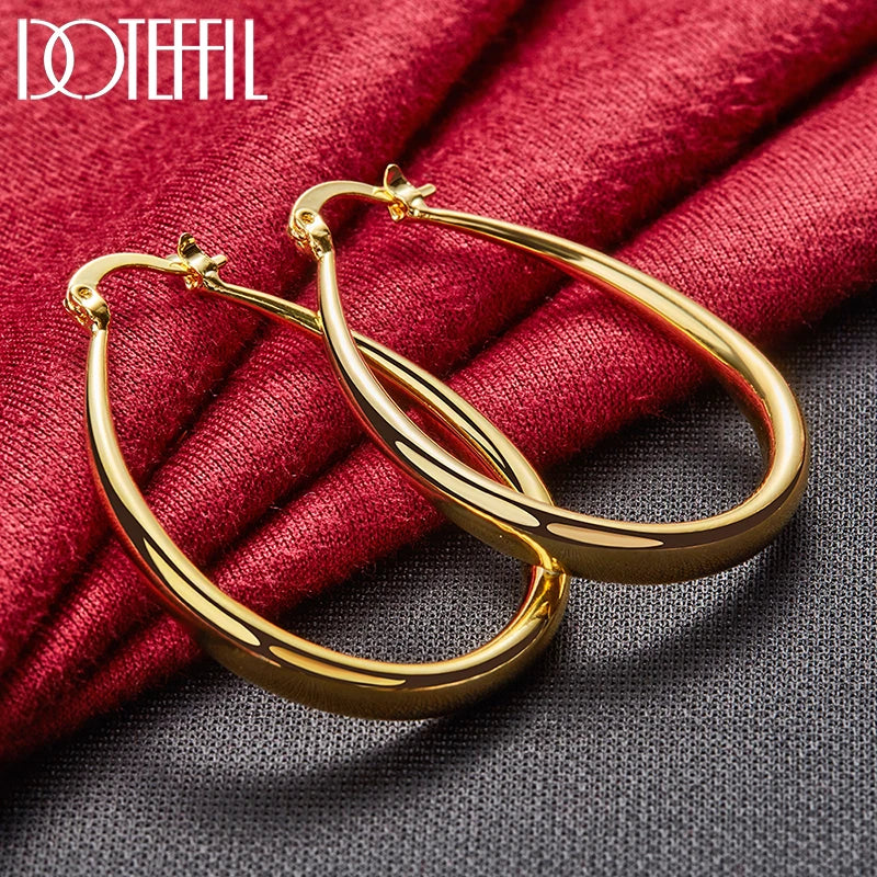DOTEFFIL 18K Gold Smooth Circle 41mm Hoop Earrings For Women Man Lady Gift Fashion Charm Wedding Jewelry - Visuel 4 | SAMAG