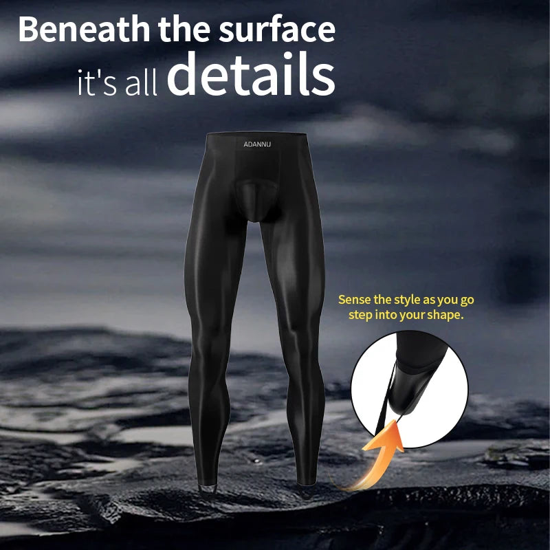 Men Ice Silk Leggings Underwear Ultra Thin Sexy Transparent High Stretch Foot Anti Slip Pants Sports Fitness Bottoms Underpants