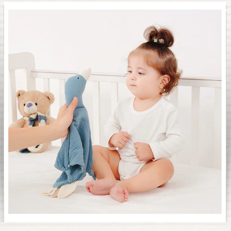Baby Security Blanket Soft Cotton Muslin Comforter for Newborn Infant Sleeping Snuggle Toy Stuffed Animal Soothe Appease Towel