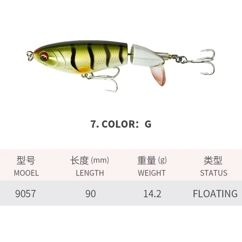90mm 14g Rotating Tail Fishing Lures Flexible Whopper | SAMAG