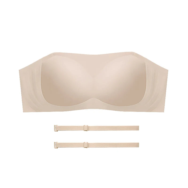PAERLAN Detachable Shoulder Strap Wedding Dress Bra Non Slip No Underwired Bandeau Wrap Underwear Women