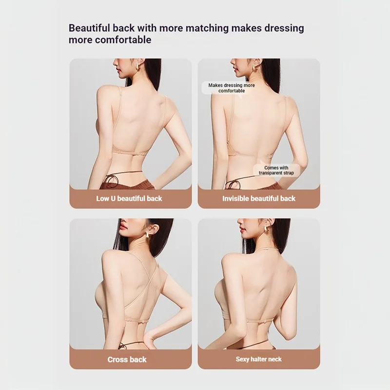 Backless Matching Bra No Steel Ring Vest Style Bra No Trace Skin-friendly Underwear Thin Cup Multiple Ways To Wear Intimates New
