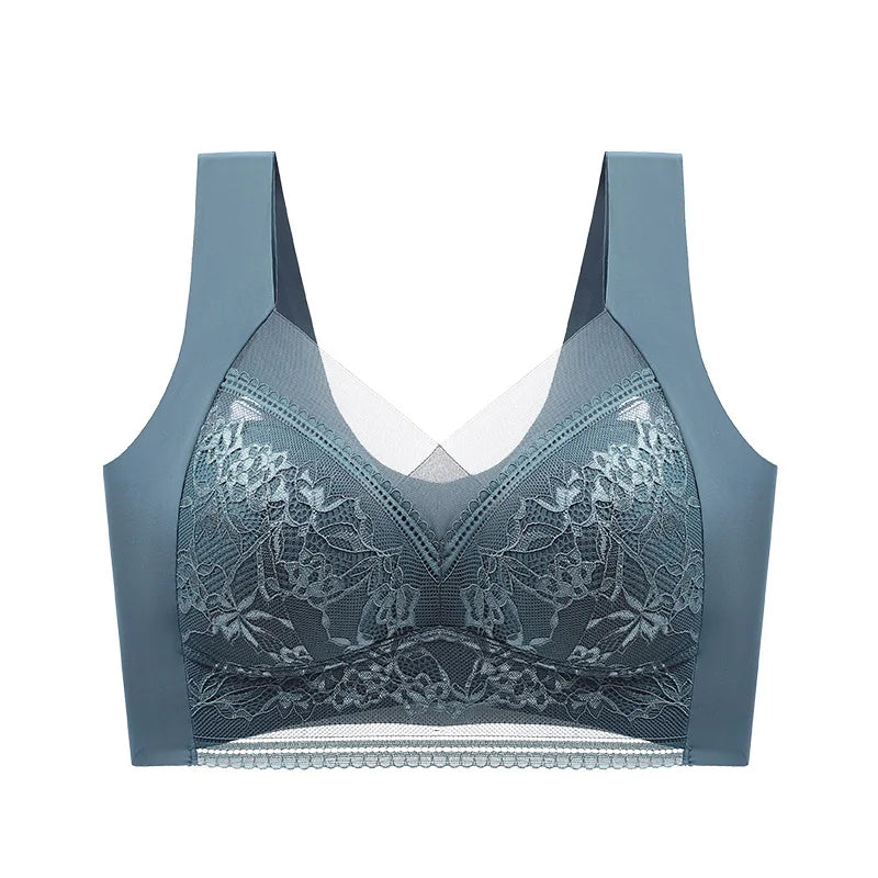 FallSweet Seamless Ice Silk Push Up Bra for Women Wireless Lace Bralette Plus Size Brassiere Summer Comfort Underwear Lingerie