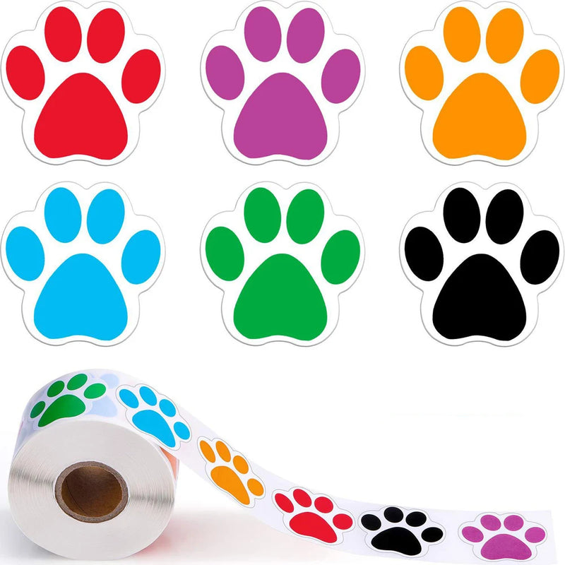50 - Dog Cat Bear Paw Labels Stickers 1inch Colorful Print - View 8 | SAMAG