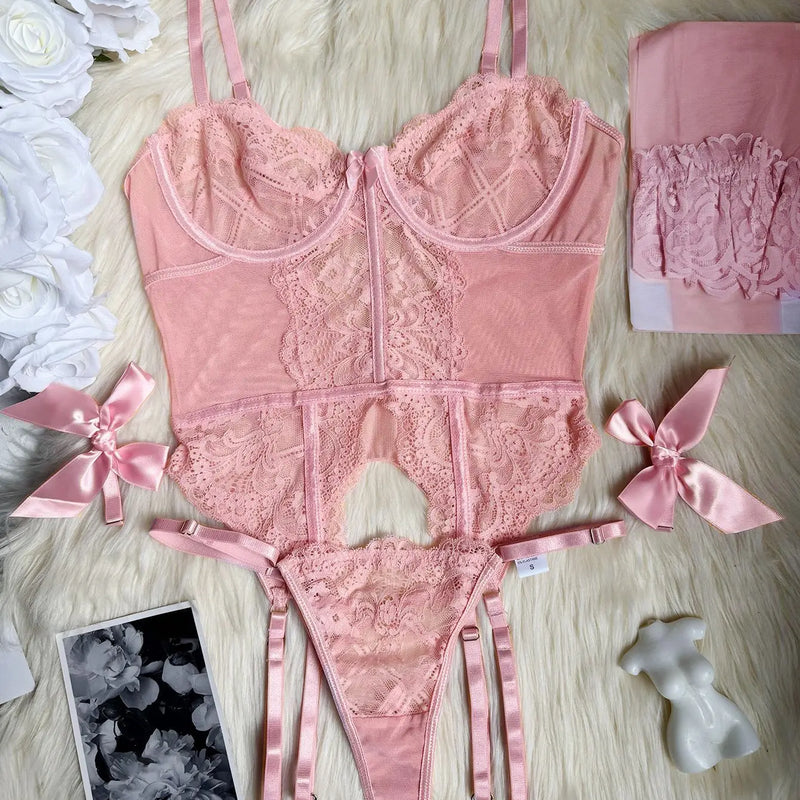 Lingerie Underwear Bras Sets Lace Garter Lingerie Women Intimates 2024 Underwire Bra And Panty Thongs Ladies Underwear Set