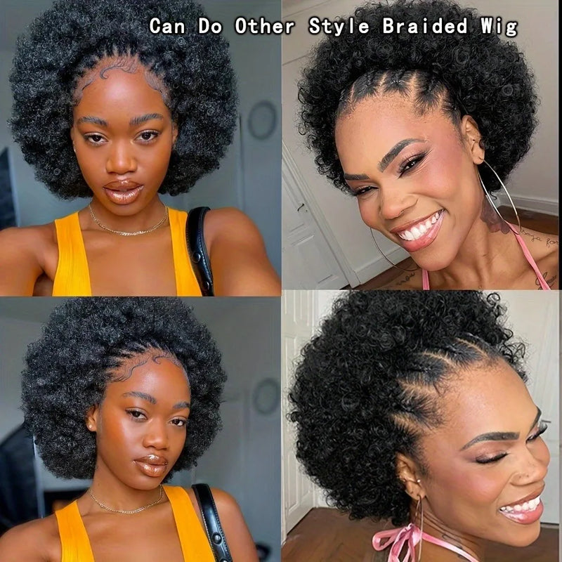 150% Density Pixie Cut Wig Made From Brazilian Virgin Human Hair 13X4 Transparent Lace Front Afro Kinky Curly Short Bob Style
