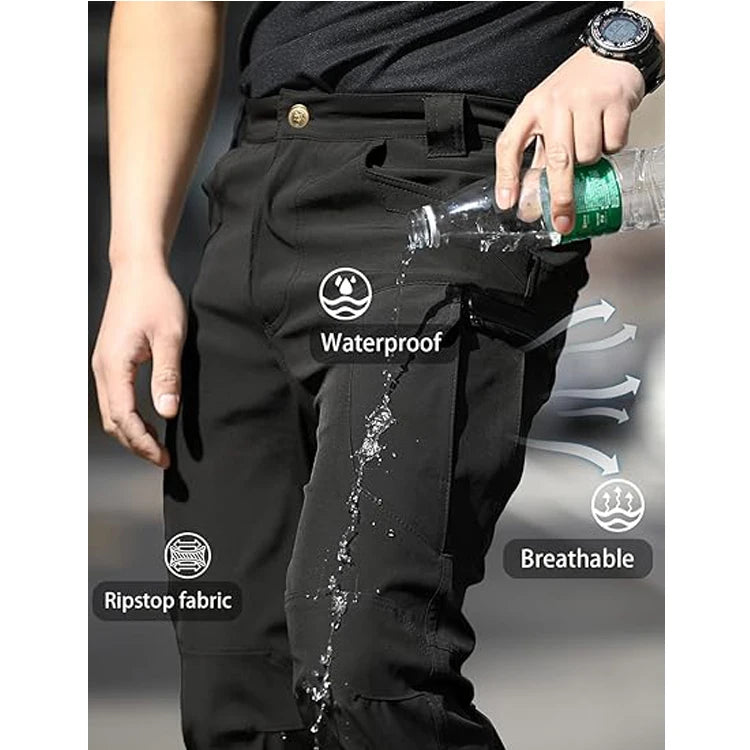 Cargo Pants Hiking Men Outdoor Waterproof Multi-pocket Tactical Trousers Camping Spring Autumn Combat Rip-Stop Work Pant