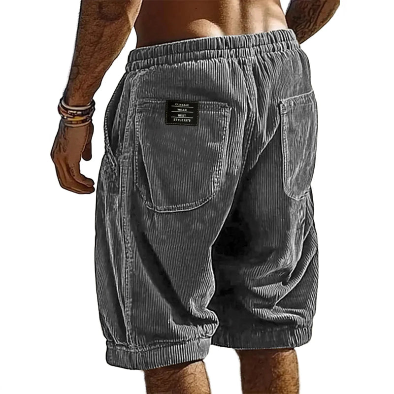 Men's Retro Corduroy Casual Shorts Fashion Solid | SAMAG