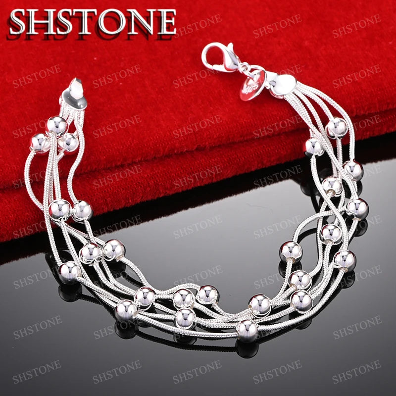 SHSTONE 18K Gold Multi Chain Bead Bracelets For Woman Party Wedding Engagement Fashion Fine Jewelry Lady Birthday Christmas Gift