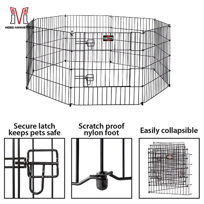 for Classic Folding Wire Mesh Puppy Enclosure Pen House Canine Puppies Playpen Pet Dog Play Pen for Dogs Crate