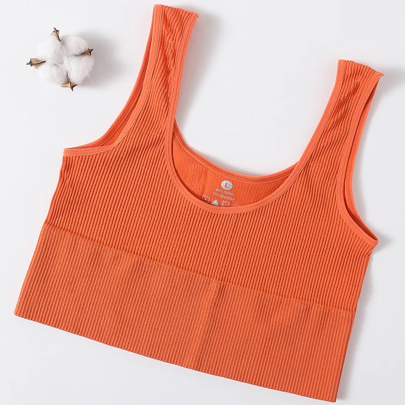 Women's Ribbed Bra Seamless Tank Top Comfort Sports Bralette Wireless Activewear Underwear Stretchy Vest Lingerie Intimates M-XL