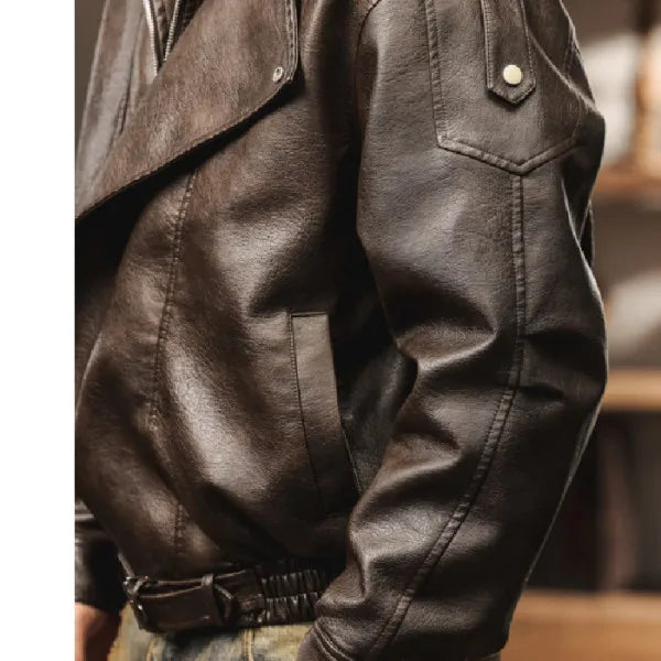 Winter Faux Fur Liner Leather Bomber Jacket Men Streetwear Fashion Loose Thicken Leather Casual Vintage Motorcycle Jacket Coat