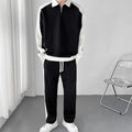 Spring Autumn Korean Fashion Patchwork Sweatshirt Elastic Casual Sweatpants Set Men Loose Comfortable Sporty - View 2 | SAMAG