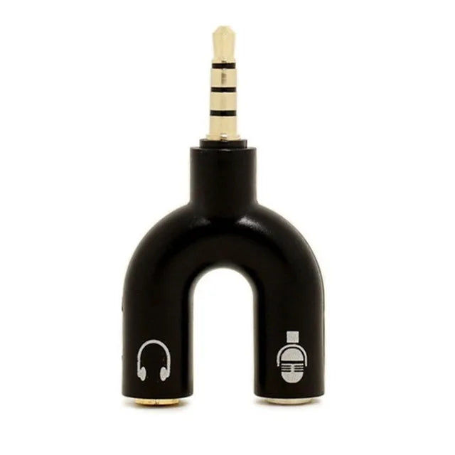 1PC Dual 3.5MM Y-type  Adapter Headphone Plug Audio Cables Splitter Microphone 2 in 1 Swivel Connector Jack Plug Adapter