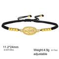 Lucktune Virgin Mary Pendant Bracelet Stainless Steel Cross Women's Red Bracelet Rouge Gold Color Jewelry Religious Amulet Gifts
