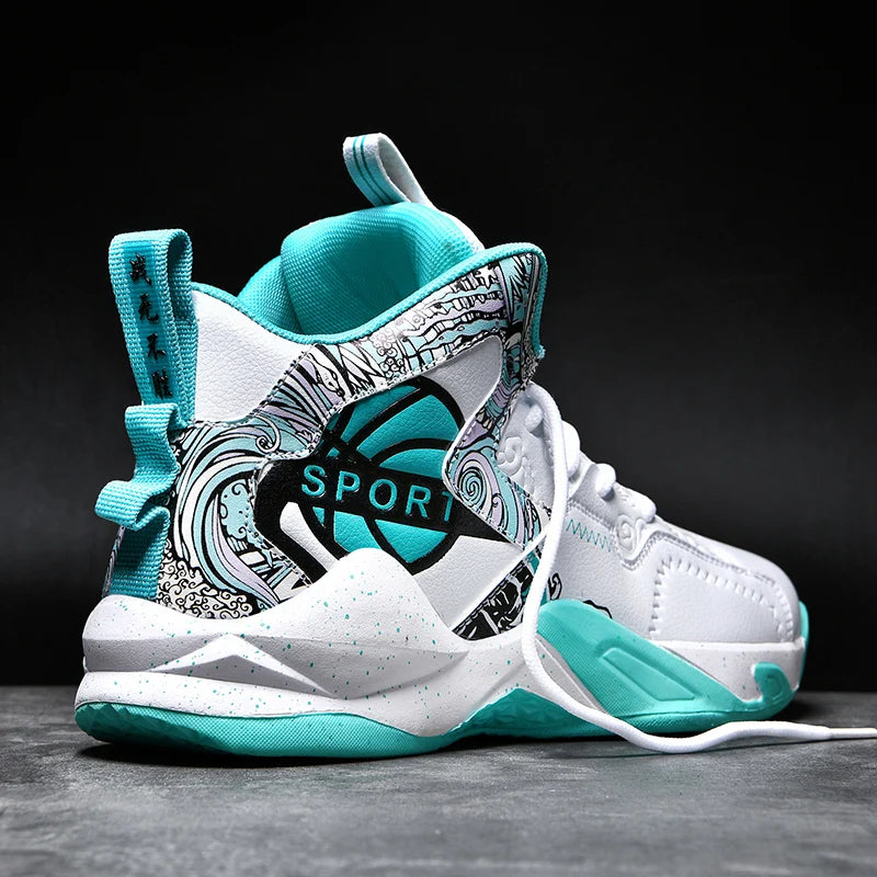 Men's High Top Basketball Shoes Thick Bottom Anti Slip Sneakers Casual Comfortable Outdoor Athletic Training Unisex Sports Shoes