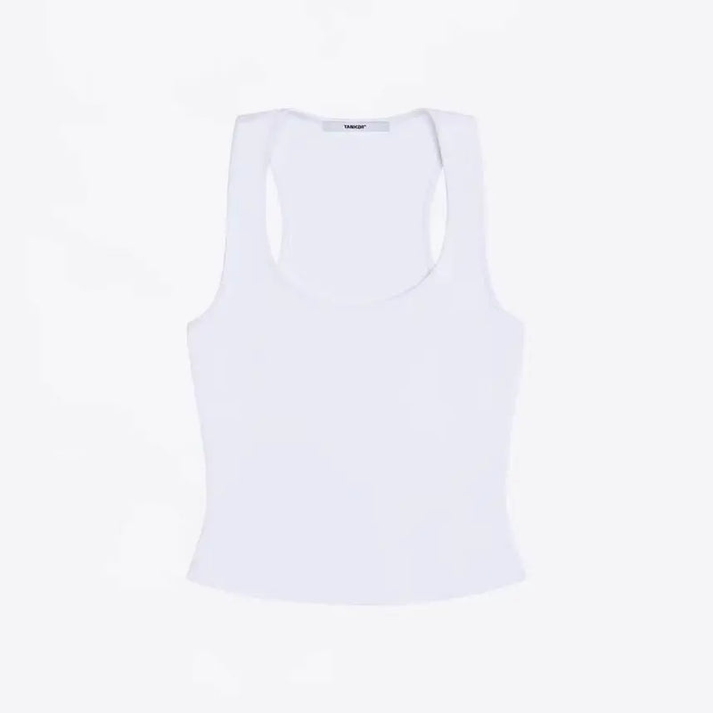 ANK Air Summer Top with Solid Color, Black and White Powder, Wide Shoulder Strap, I-Shaped Tank Top, Women's Sports, Daily Wear