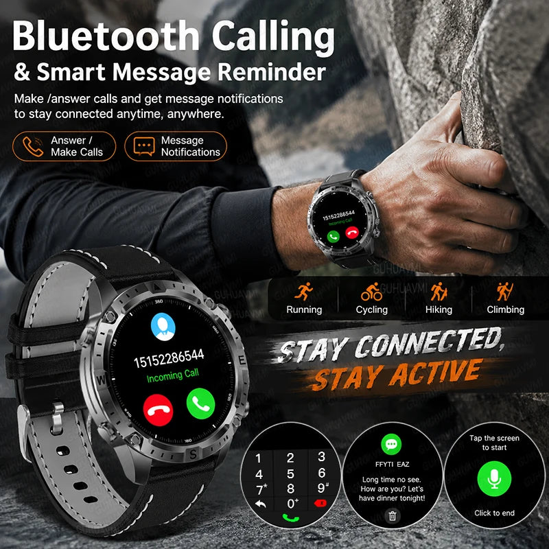 2026 Offline Map New Smart Watch 3ATM Waterproof GPS Navigation Compass Altimeter Flashlight Men 170+ Sports Bracelet Men Women