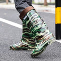 Men's Waterproof Rain Boots Knee High Anti-Slip Warm Fleece Lined Rubber Water Shoes Durable Fishing Garden Boots
