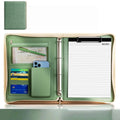 New A4 multi-function business zipper bag, 4-ring binder + writing pad + storage bag, pleated texture PU  leather cover