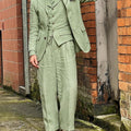 Beige Linen  Men Suits 3 Pieces Men Suits Lightweight Blazer Vest Pants Set Casual Summer Wedding Outfit