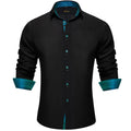 Men's Polyester Cotton Solid Black Shirts Long Sleeve | SAMAG