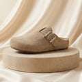 Mules Suede Platform Slippers Woman Adjustable Buckle 2026 Luxury Women's Shoes Clogs Indoor Outdoor Sandals Arch Support Slides