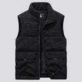 6XL Men's Corduroy Vest Zip Up Fleece Lined Sleeveless Jacket Male Thick Autumn Warm Winter Casual Outside Work Brown Waistcoat