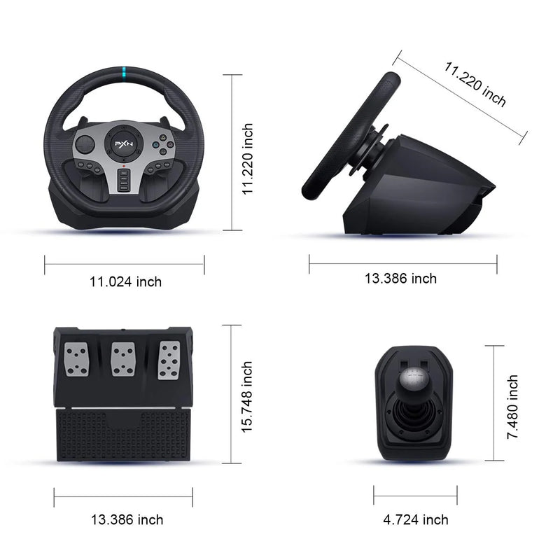 PXN V9 Volante PC Steering Wheel Gaming  270°/900° Racing Wheel for PS4/PS3/PC Windows 7,8,10,11/Switch/Xbox One/Xbox Series X/S