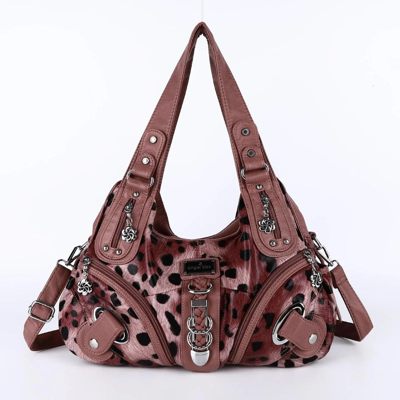 Angelkiss Women Handbags Leopard Bag Top-handle Handbag Fashion Satchel Dumpling Pack Shoulder Bag Tote Bag Hobos Large Purse