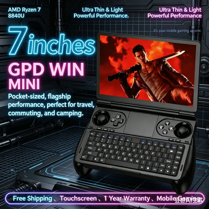 Mighty Colossus GPD WIN Mini Handheld GamePad Tablet 7 Inch AMD AI 9 HX 370 Processor 32GB RAM 2TB PCIE4.0 Pocket Mini Laptop fo