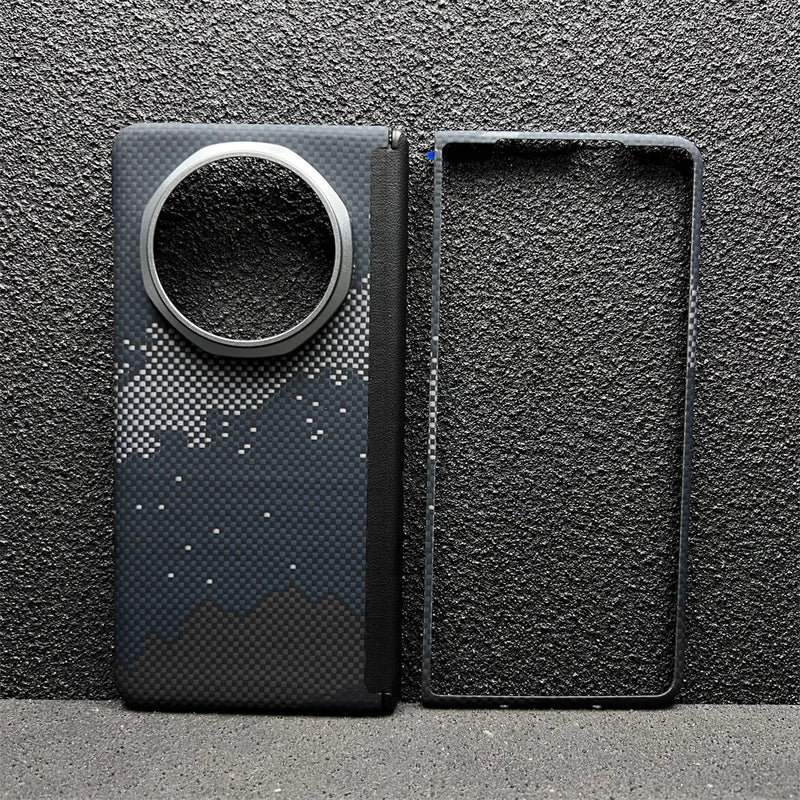 Suitable for Honor Magic V5 Mobile Phone Case, Thin Kevlar Aramid Fiber Magic V5 Carbon Fiber Protective Case, Center Shaft Full-Coverage