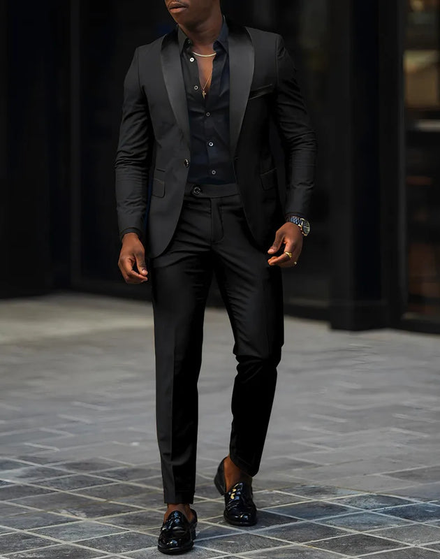 2 - Piece Men's Suit Suitable For Wedding Business Single Button Jackets And Pants Sets, Slim Fit - View 14 | SAMAG