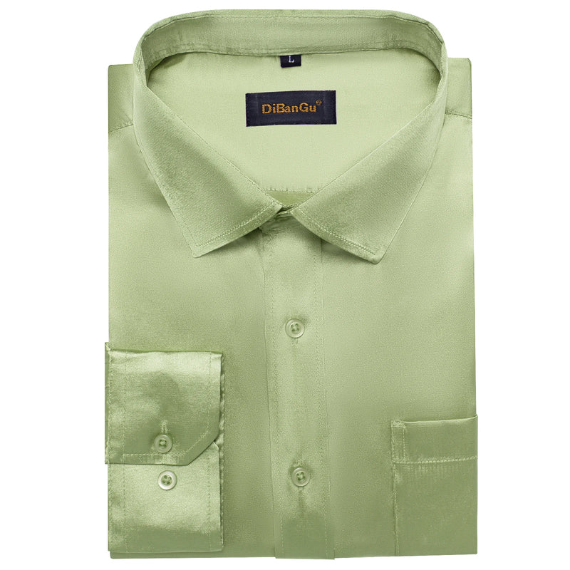 Solid Satin Shirts for Men Sage Green Black Yellow Red | SAMAG