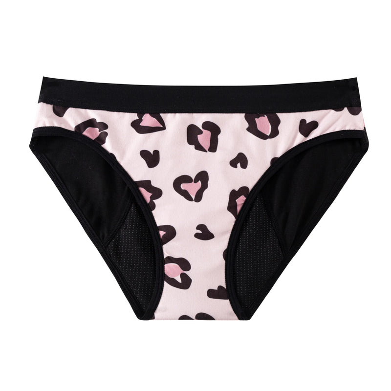 Teens Period Panties Printed Floral Fabric Girls Cotton Underwear 4-Layer Leakproof Heavy Flow Menstrual Panties Briefs