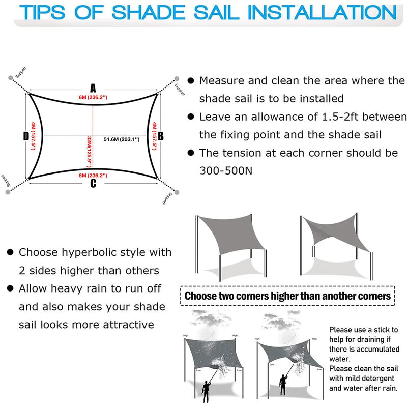 Waterproof Sun Shade Sail Canopy Rectangle UV Block | SAMAG