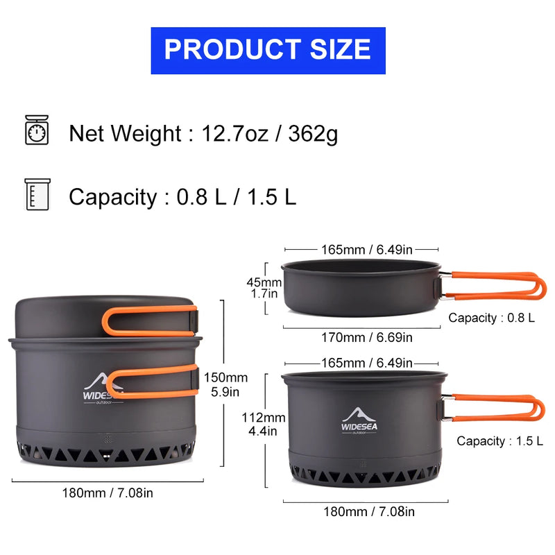 Outdoor Camping Pot 1.3L 2.3L Cookware Cooking Kettle Set - View 8 | SAMAG