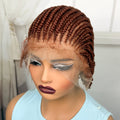 Short Ombre Cornrow Braided Bob Wig Synthetic Full Lace Braided Lace Wig with Baby Hair Knotless Handmade Braids Wigs for Women
