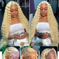 Blonde 613 Hd Lace Frontal Wig 13X6 Deep Wave Human Hair Wigs 40 Inch Curly Lace Front Wig Brazilian For Black Women 250 Density