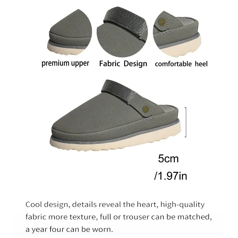 Women Clogs Slip on Mules Suede Platform Ladies Slippers Non Slip Outdoor House Shoes Warm Winter Footwear Ladies Slippers