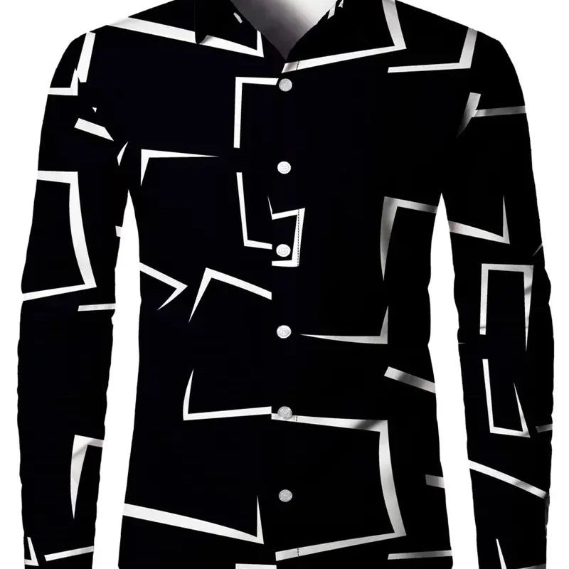 Men's Long Sleeves Shirt Tops Polka Dot Lapel Clothing | SAMAG