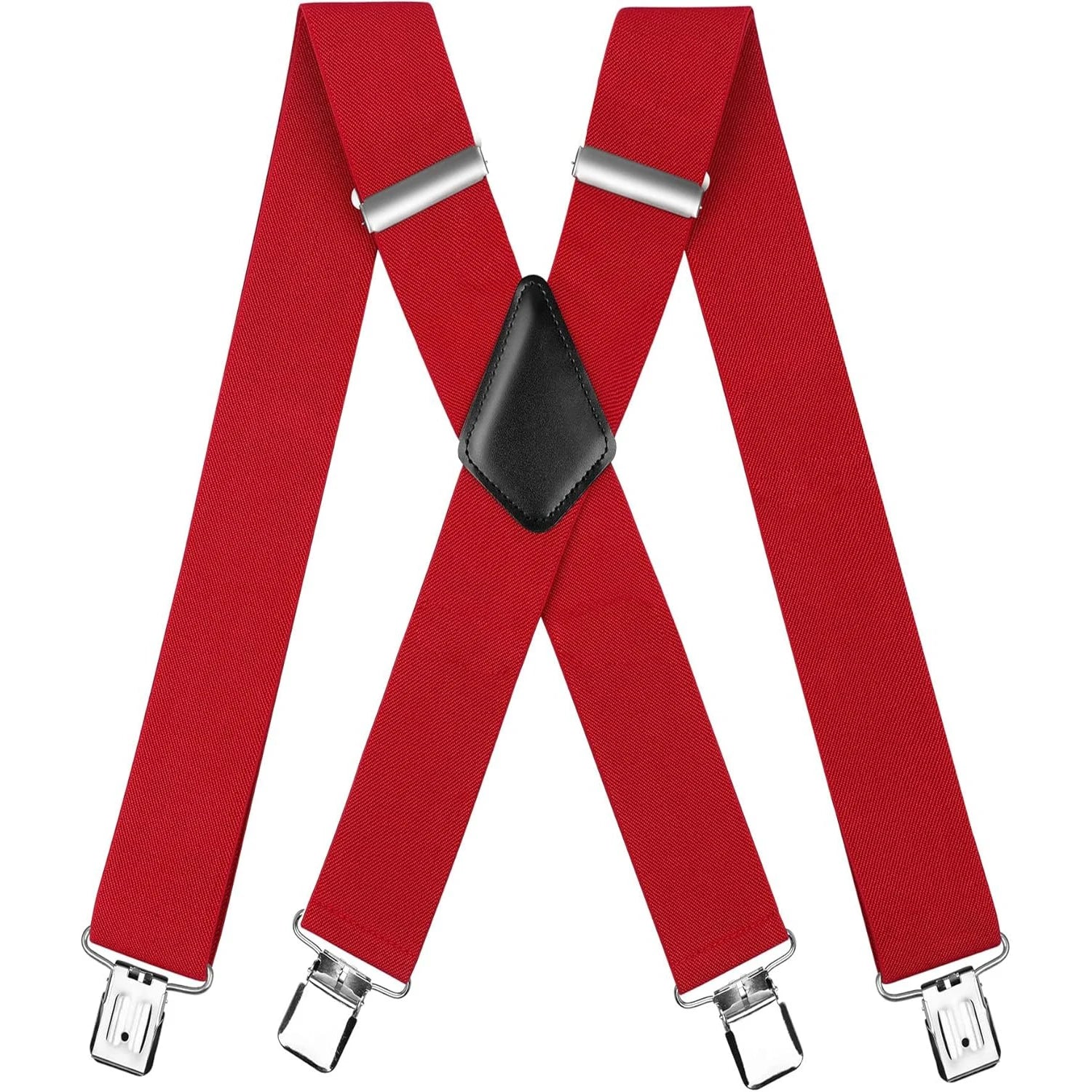 Men's Suspender Trousers Braces with Strong 2 inch Wide 4 Clips Heavy Duty for Men High Elastic X Style Adjustable Suspenders