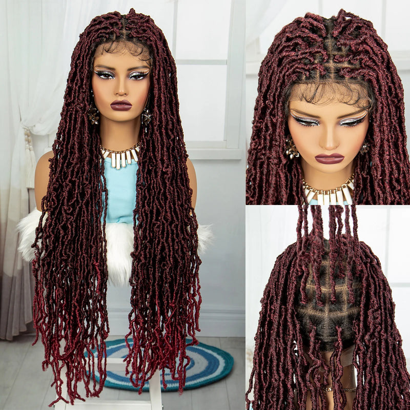 Pink Soft Faux Braids Wig for Black Women 36 Inches Synthetic Knotless Box Braided Wigs with Baby Hair Full Lace Dreadlock Wig
