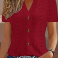Y2k Tops Women's Summer Blouse Casual V-Neck Button Short Sleeve Tops Elegant Fashion Blouses Casual Loose Solid Colors Shirts