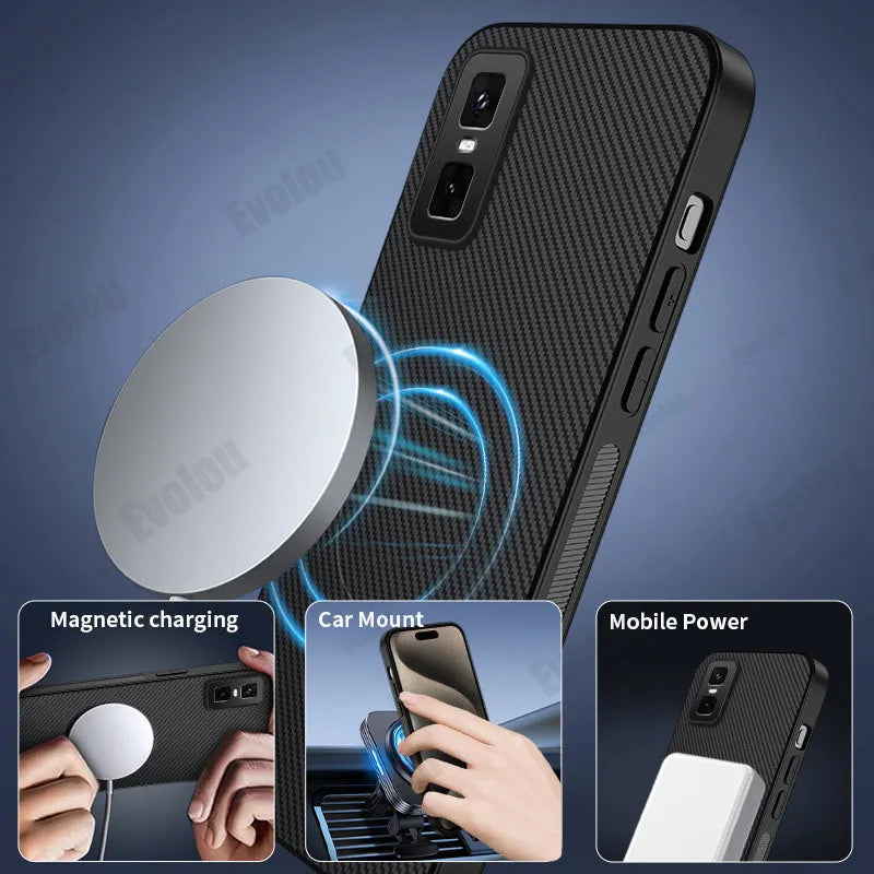 Case for Infinix GT 30 Pro 5G Luxury Fiber Stripe Leather Silicone Back Cover for MagSafe Magnetic Cover for Infinix GT 20pro