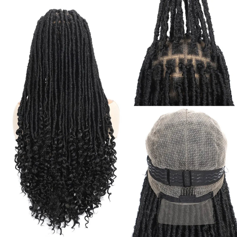 SQRDGQ Synthetic Hair Full Lace Wigs on Clearance Sale Long Braided Wigs Glueless Box Braids Woman Wigs Ombre Black Wig Woman