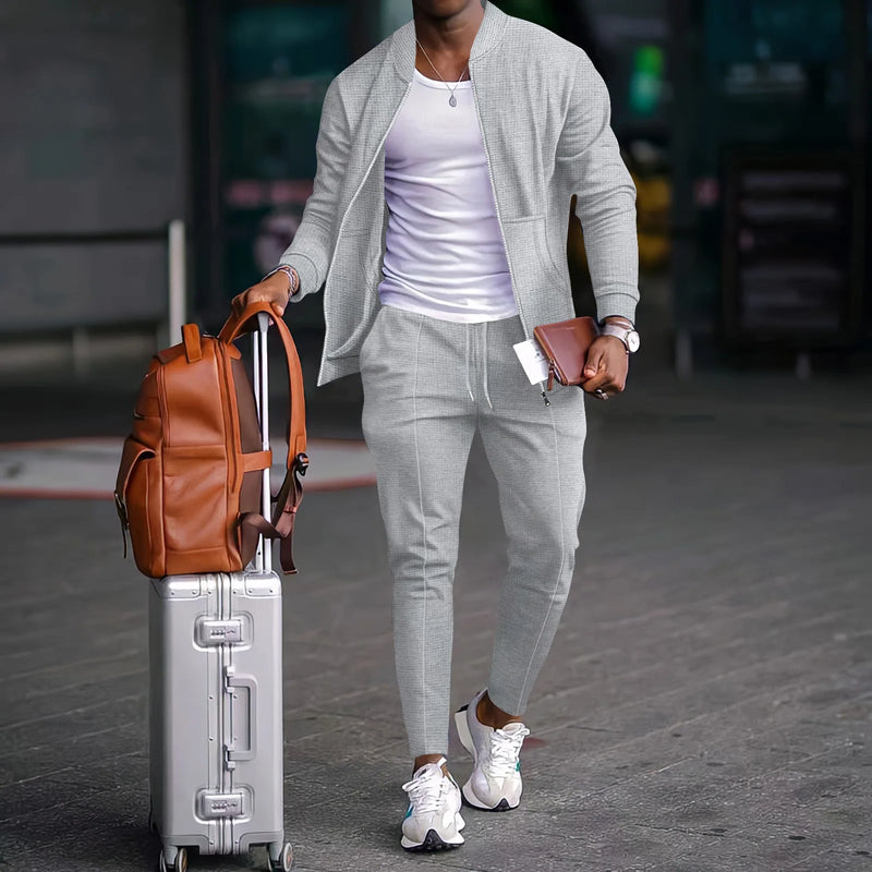 Men's Casual Blazer Set New Fashion Embossed Baseball | SAMAG