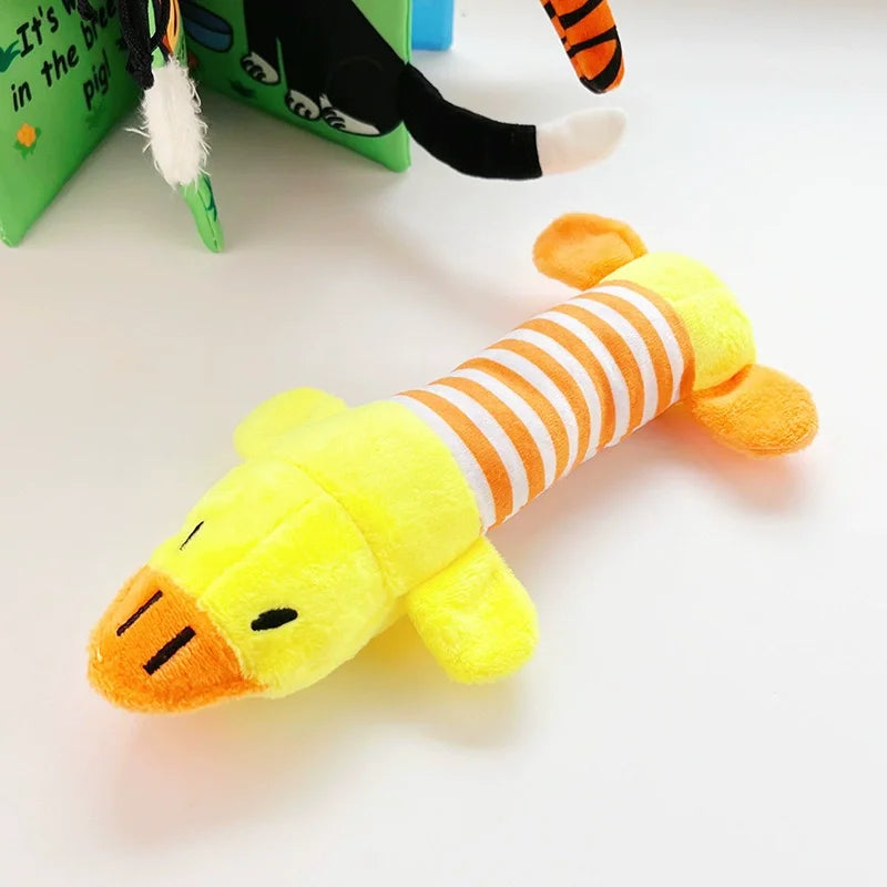 Soft Plush Dog Squeaky Toy Bite Resistant Molar Chew Doll Interactive Sound Pet Toy Puppy Anxiety Relief Boredom Relief Companio