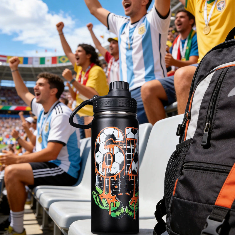 18oz Football Thermos Water Bottle Stainless Steel Insulated Cup Keeps Cold and Heat Thermal Mug Travel Vacuum Flasks
